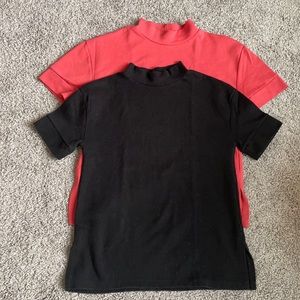 ZARA Tops Black & Pink-Orange Color